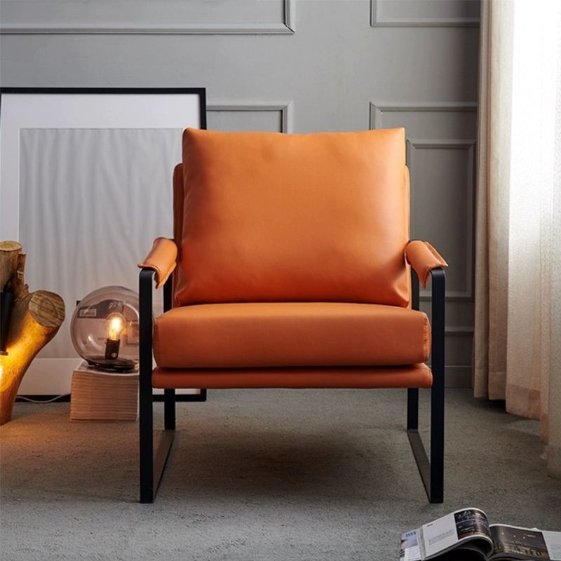 Contemporary Faux Leather Sled Pillow Back with Black Legs Accent Armchair