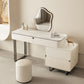Contemporary Beige Makeup Vanity Desk with Drawers and Wooden Top
