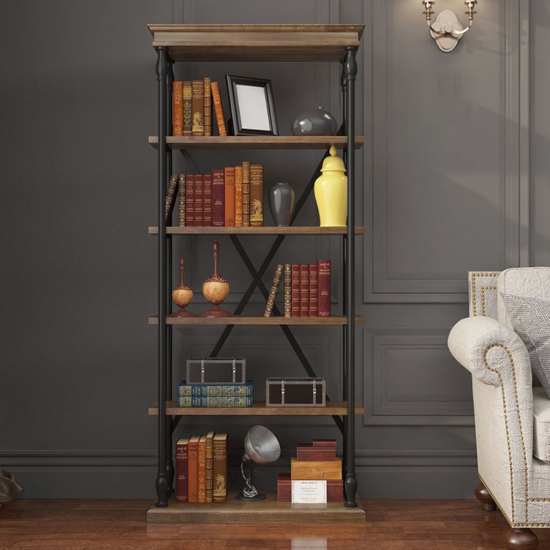 Industrial Style Open Back Bookshelf Standard Metal Bookcase with Rectangular Shelves