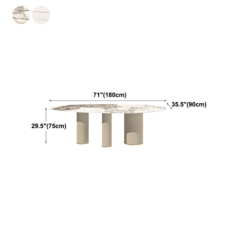 Metal Traditional Luxury Oval Indoor Table Sintered Stone Table with 3 Legs Clearhalo 'Dining Tables & Seating' 'Dining Tables' 'dining_table' 'furn' 'furn_dining_table' 'Furniture' 'furniture_dining_table' 'Kitchen & Dining Furniture' 'kitchen' 'kitchen_dining_table' 1200x1200_7d997a7e-2c57-440f-93c0-e7c569880d19