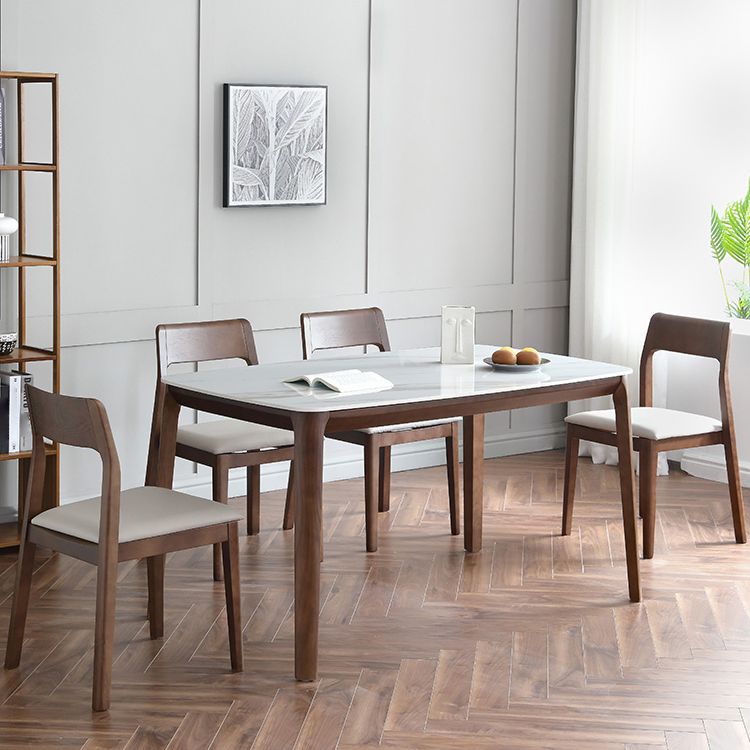 Contemporary Sintered Stone Standard Dining Set Rectangle Shape White Dining Set with 4 Legs Table Clearhalo 'Dining Room Sets' 'Dining Tables & Seating' 'dining_room_set' 'furn' 'furn_dining_room_set' 'Furniture' 'furniture_dining_room_set' 'Kitchen & Dining Furniture' 'kitchen&dining_furn' 'kitchen' 1200x1200_7d9ccbca-41a2-44dd-8976-761f3580b40c