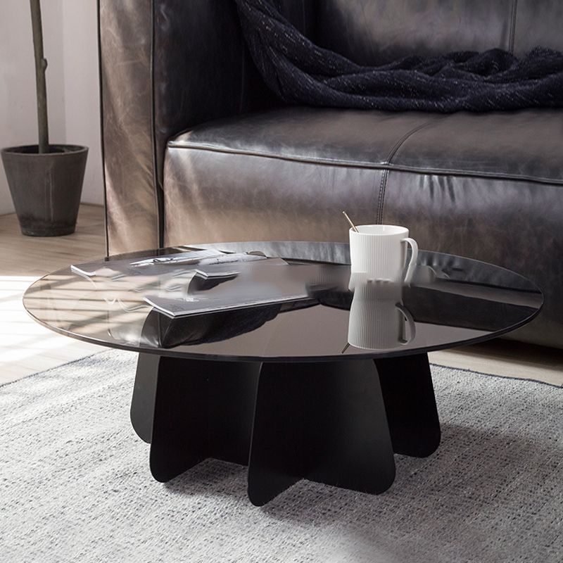 Modern Style White Slate & Grey Glass Top Iron Craft Round Coffee Table Clearhalo 'Coffee & Accent Tables' 'Coffee Tables' 'coffee_tables' 'furn' 'furn_coffee_tables' 'Furniture' 'Living Room Furniture' 1200x1200_7d9de2d1-0c3e-468a-9440-5f4e4e2ae405