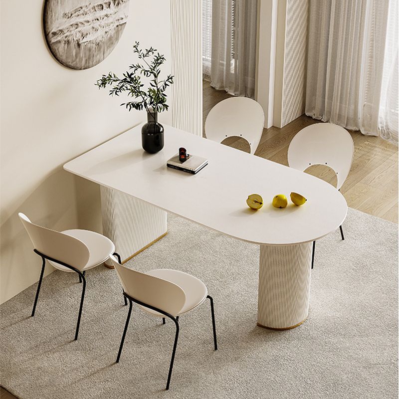 Double Pedestal Dining Table Stone Top Dining Table in White for Kitchen Clearhalo 'Dining Tables & Seating' 'Dining Tables' 'dining_table' 'furn' 'furn_dining_table' 'Furniture' 'Kitchen & Dining Furniture' 1200x1200_7da0c8f7-fadf-4bb6-bee0-3c9158b712cd