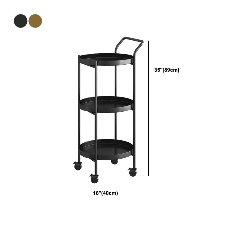 Black / Gold Round Tray Top Side Table Metal 4 Legs End Table with Shelf