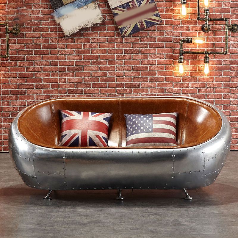 Estilo contemporáneo Sofá de cuero genuino asientos en marrón