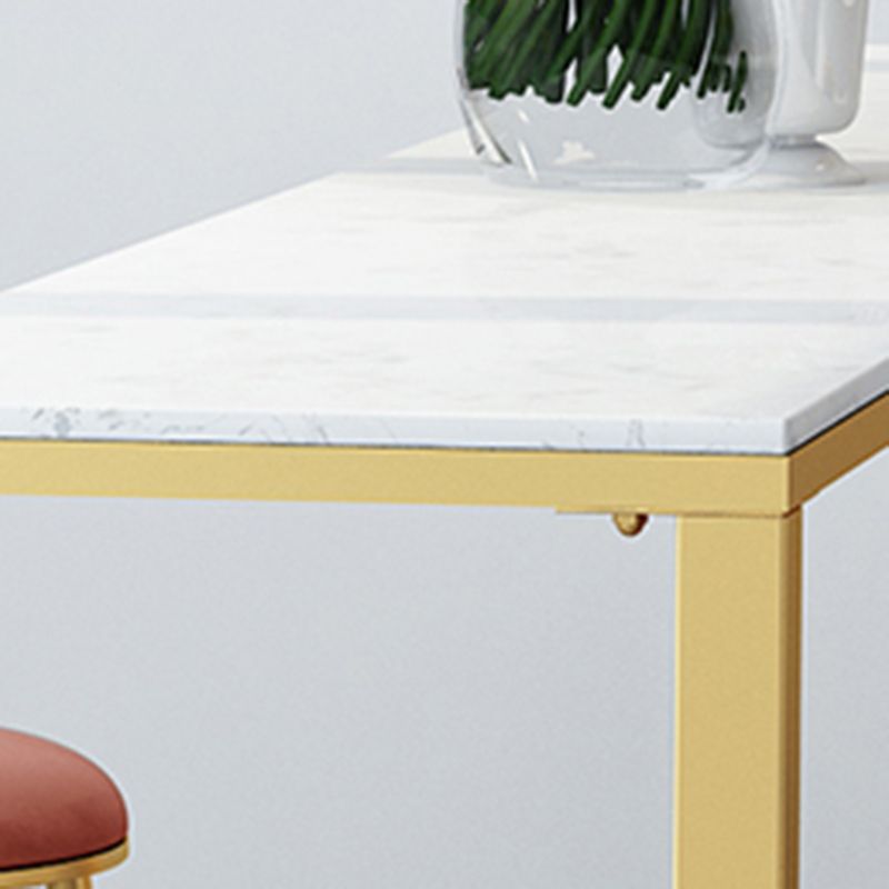 Mesa rectangular blanca con altura de barra, estilo glamuroso, mesa de bar de bistró con base de caballete