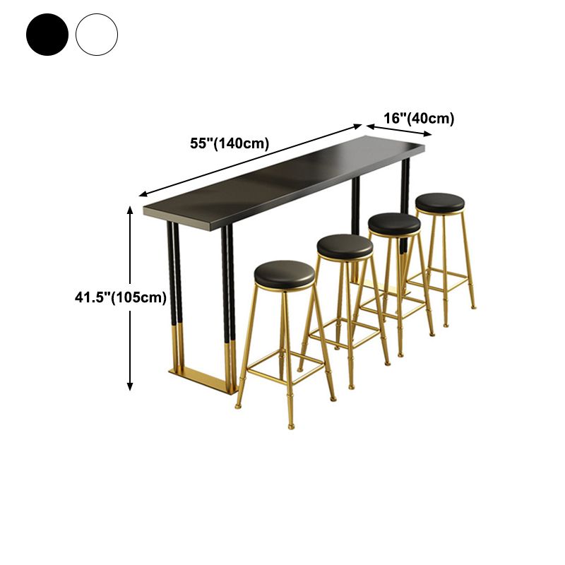 Nordic Style Bar Table Pine Top Pub Table with Black-gold Frame (only table) Clearhalo 'Bar Furniture' 'Bar Tables' 'bar_tables' 'furn' 'furn_bar_tables' 'Furniture' 'furniture_bar_tables' 'Kitchen & Dining Furniture' 'kitchen&dining_furn' 'kitchen' 1200x1200_7da5b65f-af24-4190-b335-108c1d4833df