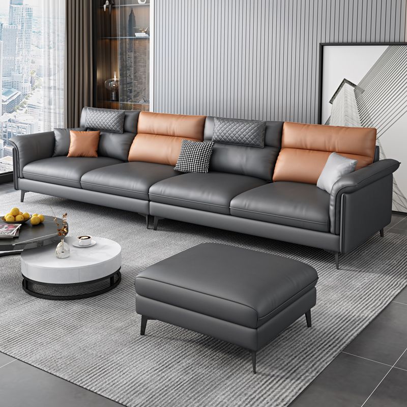 Contemporary Reversible Ottoman Sectional with Pillowed Back for Four People Clearhalo 'furn' 'furn_sectionals' 'Furniture' 'furniture_sectionals' 'kitchen' 'kitchen_sectionals' 'Living Room Furniture' 'Sectionals' 1200x1200_7da63a44-434d-4516-9a57-102397d66c6e