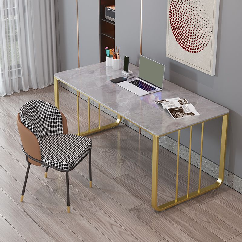 Glam 29.53-inch Tall Writing Desk Stone Rectangular Office Desk Clearhalo 'furn' 'furn_office_desk' 'Furniture' 'Office Desks' 'Office Furniture' 'office_desk' 1200x1200_7da6ccc4-6a88-4dc9-8842-398d8ad60c86