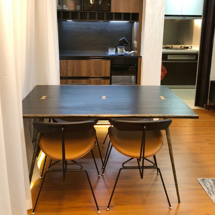 Industrial Rectangle Dining Room Table Oak Solid Wood Table with 4 Black Legs Clearhalo ' dining_table' 'Dining Tables & Seating' 'Dining Tables' 'furn' 'furn_dining_table' 'Furniture' 'furniture_dining_table' 'Kitchen & Dining Furniture' 'kitchen&dining_furn' 'kitchen' 'kitchen_dining_table' 1200x1200_7da76887-18d7-4326-a74e-5fc2e9eea250