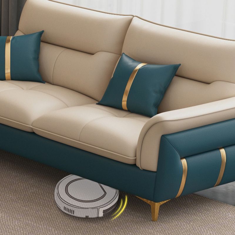 Divano sezionale in pelle autentica da 35,82 "divano ad alta crema con cuscino