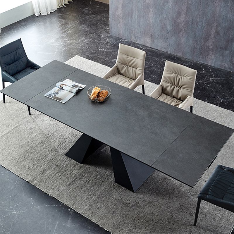 Contemporaneo 1/4/5 pezzi sala da pranzo set mobili rettangolo di pietra in nero