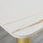 Set da tavolo da pranzo rettangolare glam 1/4/5/7 pezzi dinette set con top in pietra sinterizzata bianca