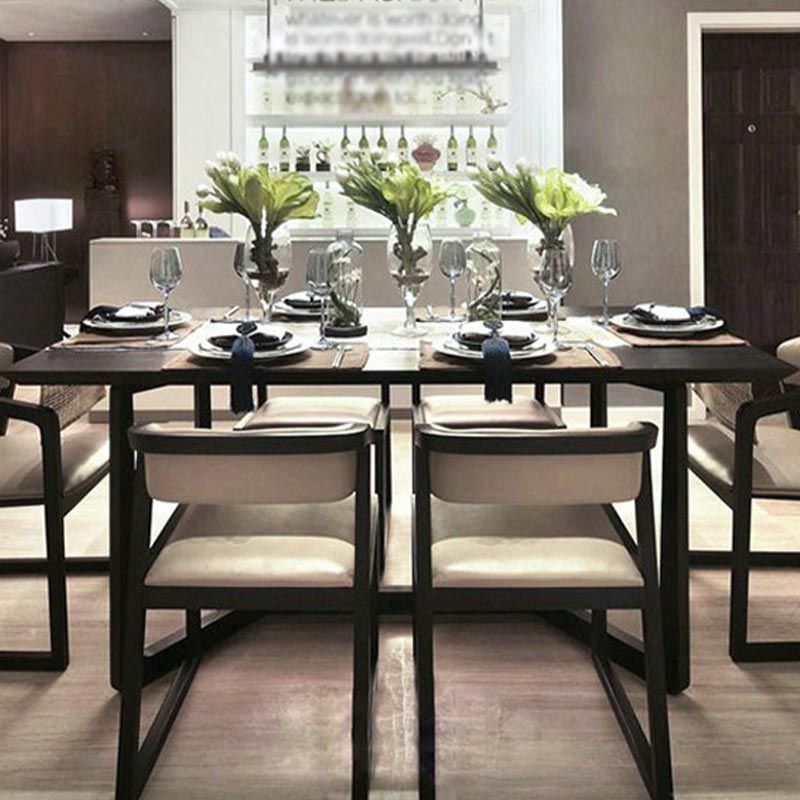Rectangle Industrial Dining Table Solid Wood Fixed Table with Trestle Base Clearhalo ' dining_table' 'Dining Tables & Seating' 'Dining Tables' 'furn' 'furn_dining_table' 'Furniture' 'furniture_dining_table' 'Kitchen & Dining Furniture' 'kitchen&dining_furn' 'kitchen' 'kitchen_dining_table' 1200x1200_7dad03cf-82a5-48bd-a309-583568af752a