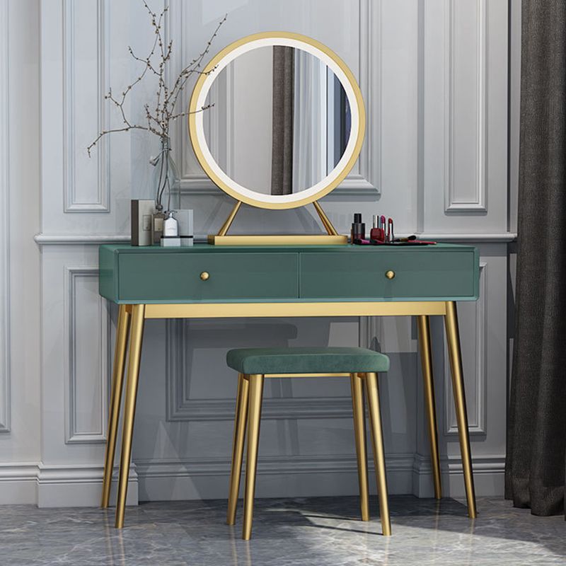 15.74" Wide Green Makeup Vanity Desk  Glam Vanity Tables with 2 Drawers