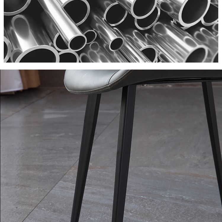 Faux en cuir et chaise latéral en métal.