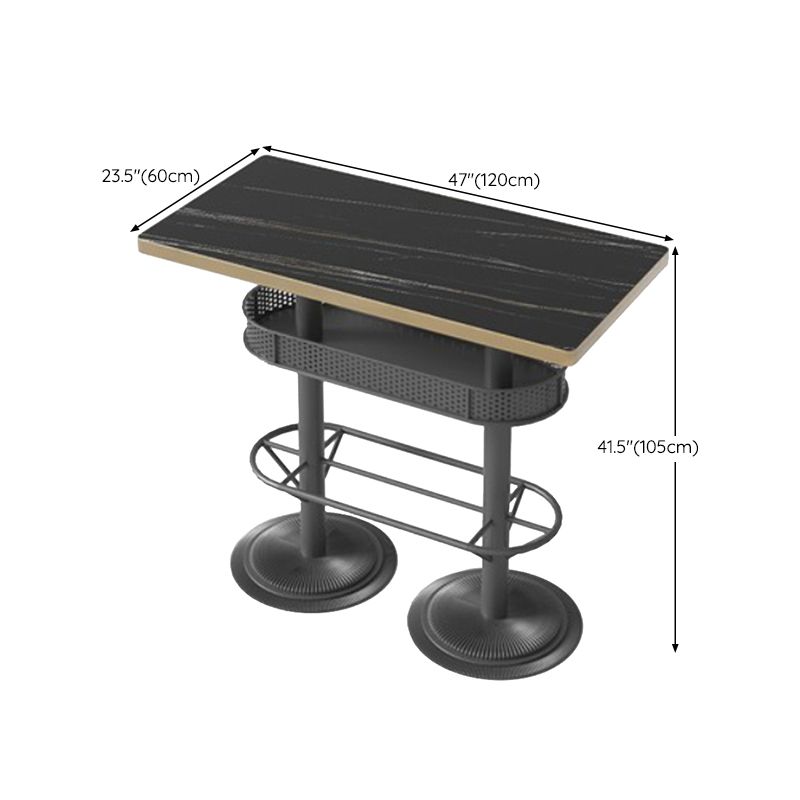 Mesa de bar de estilo industrial Mesa de comedor de bar de madera negra con almacenamiento