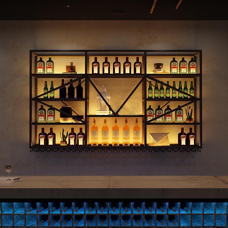 壁掛け鉄ワインラックモダンスタイルのワインホルダーラックブラック