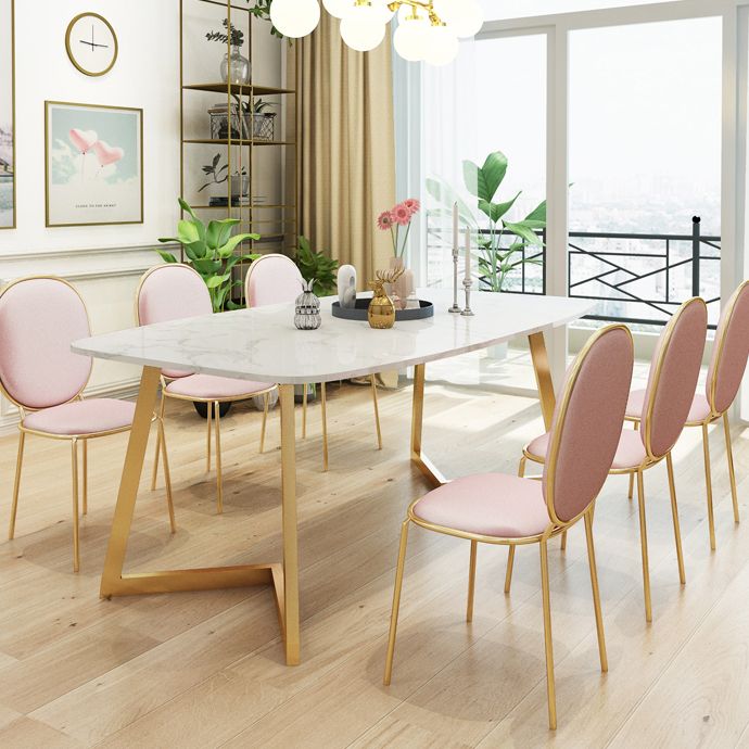 Metal Traditional Luxury Rectangle Indoor Table Sintered Stone Dining Table with Sled Base Clearhalo ' dining_table' 'Dining Tables & Seating' 'Dining Tables' 'furn' 'furn_dining_table' 'Furniture' 'furniture_dining_table' 'Kitchen & Dining Furniture' 'kitchen&dining_furn' 'kitchen' 'kitchen_dining_table' 1200x1200_7db2cfcb-8ab8-4bed-9a45-f9151d3c98cc