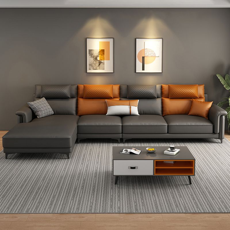 Couchage de canapé de dos de dos contemporain avec oreillers en gris