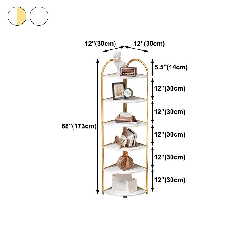 Scandinavian Open Corner Bookshelf with Iron Frame Manufactured Wood Bookcase Clearhalo 'Bookcases' 'furn' 'furn_bookcases' 'Furniture' 'furniture_bookcases' 'Office Furniture' 1200x1200_7db44f11-98ee-4c64-88b0-1f2759cda115