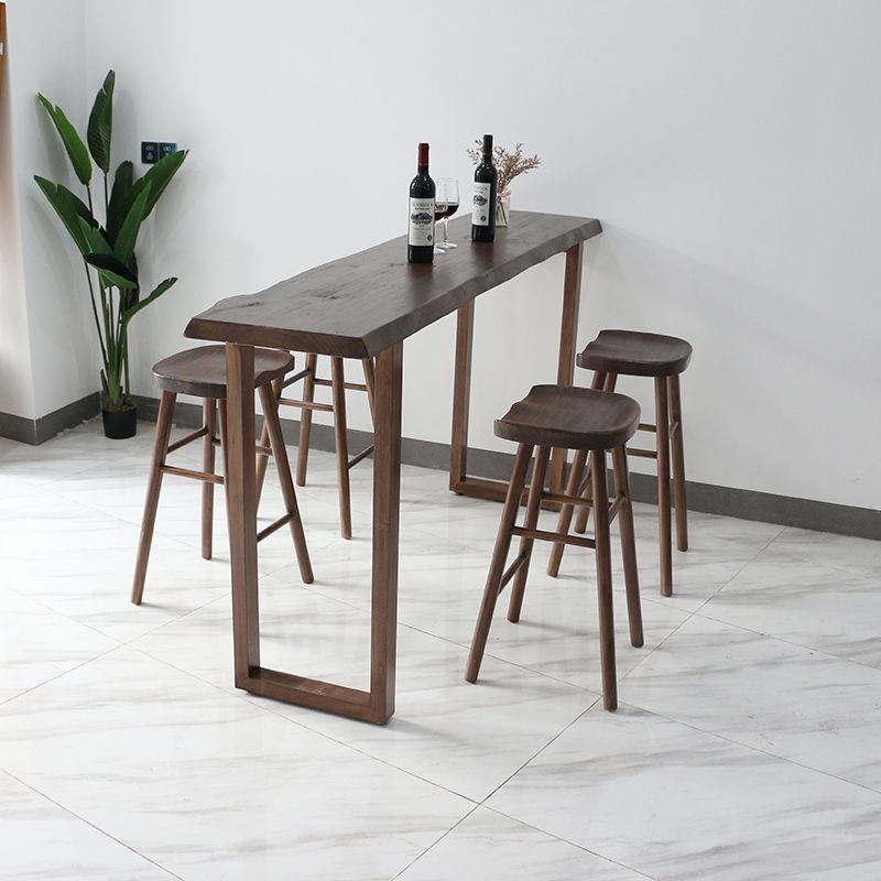 Juego de mesa de bar rectangular de madera maciza de lujo, mesa de mostrador de 1/4/5 piezas con taburetes sin respaldo