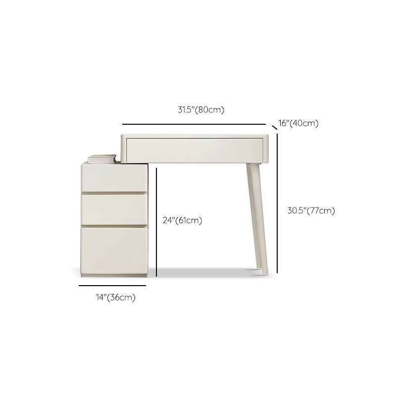 31.5" W Cream Solid Wood Vanity Makeup Dressing Table Set with Drawers