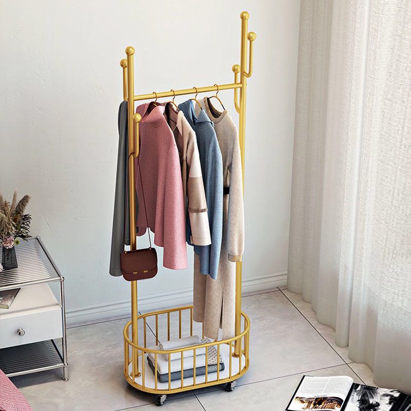 Metal Coat Hanger Modern Style Simple Household Floor Hall Stand with Pulley Clearhalo 'Entry & Mudroom Furniture' 'furn' 'furn_hall_tree_coat_racks' 'Furniture' 'Hall Trees & Coat Racks' 'hall_tree_coat_racks' 1200x1200_7db53d5d-3558-4d14-8e88-ec2a1c85ee2c