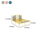 Glam Metal and Upholstered Open-Frame Bed with Headboard and Footboard