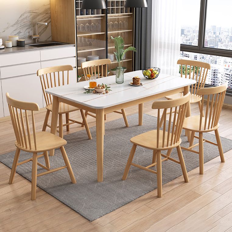 Modern Sintered Stone Dining Table¬†Set for 4/6 Dining Set with Rectangle Table and Windsor Chairs Clearhalo 'Dining Room Sets' 'Dining Tables & Seating' 'dining_room_set' 'furn' 'furn_dining_room_set' 'Furniture' 'furniture_dining_room_set' 'Kitchen & Dining Furniture' 'kitchen&dining_furn' 'kitchen' 1200x1200_7db8cec3-0e21-4f79-a67e-b5a6deb9cce4