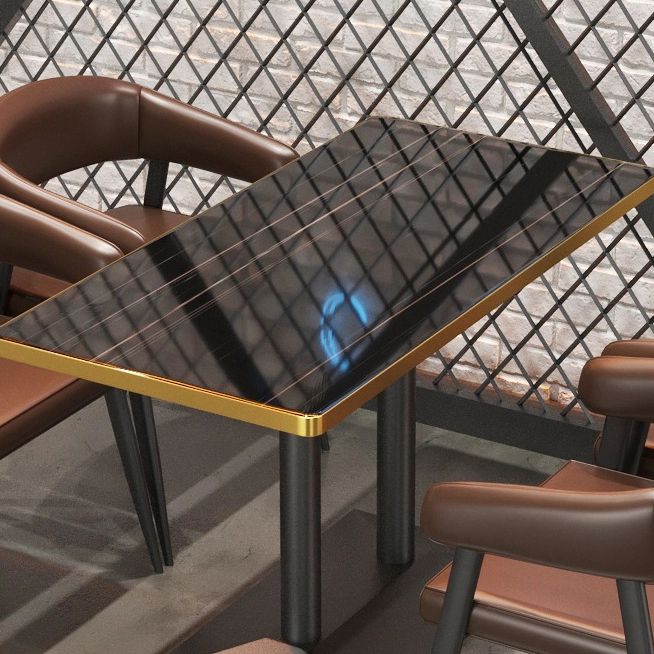 Industrial Style Dining Table Black Table with Metal Pedestal Base for Dining Room Clearhalo ' dining_table' 'Dining Tables & Seating' 'Dining Tables' 'furn' 'furn_dining_table' 'Furniture' 'furniture_dining_table' 'Kitchen & Dining Furniture' 'kitchen&dining_furn' 'kitchen' 'kitchen_dining_table' 1200x1200_7db9bbbf-6281-4814-824a-94a4eb4fc506