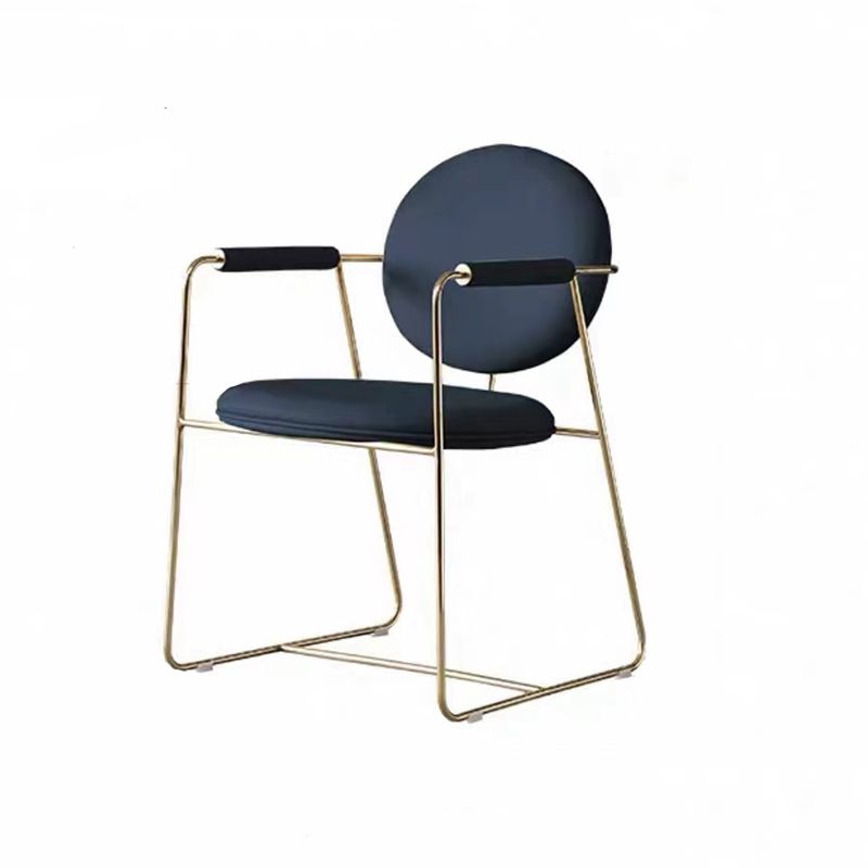 Contemporary Style Arm Chair Home Upholstered Chair with Metal Base Clearhalo 'Dining Chairs' 'Dining Tables & Seating' 'dining_chair' 'furn' 'furn_dining_chair' 'Furniture' 'Kitchen & Dining Furniture' 1200x1200_7db9ec89-2826-4d0b-b1f5-ea1550cf1e30