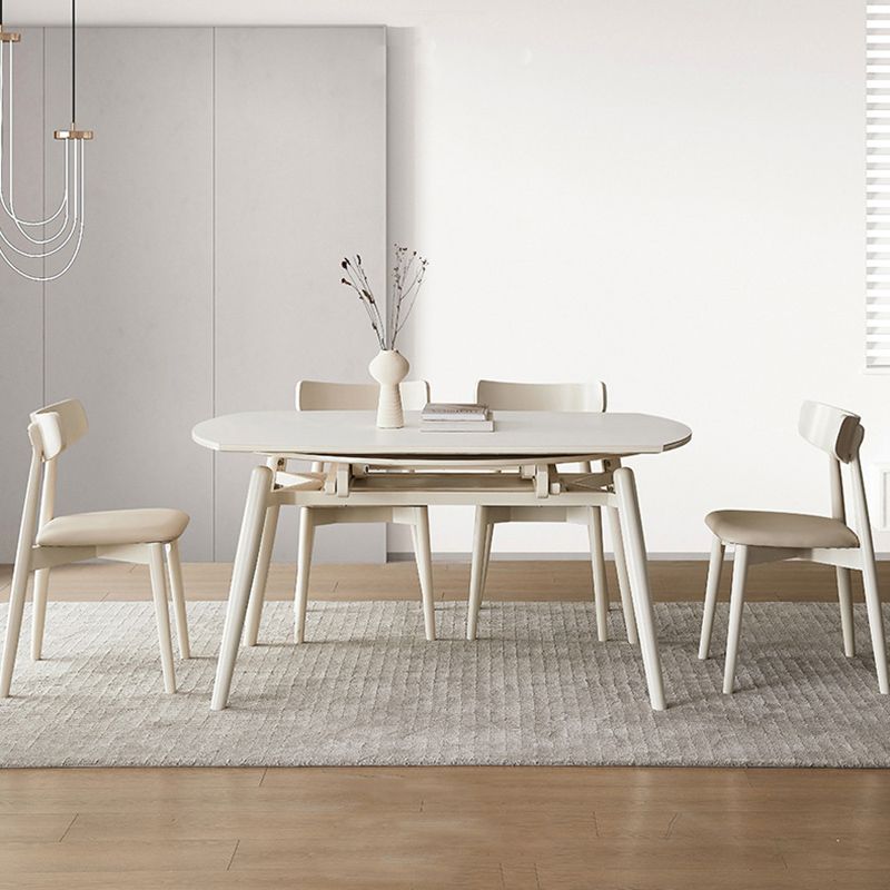 モダンな1/4/5/7ピースダイニングセット長方形の石の折りたたみ式ダイニングテーブルダイニングルーム用