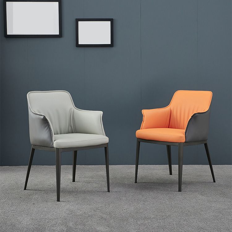 Upholstered Dining Chairs Faux Leather Arm Chairs with Metal Base Clearhalo 'Dining Chairs' 'Dining Tables & Seating' 'dining_chair' 'furn' 'furn_dining_chair' 'Furniture' 'Kitchen & Dining Furniture' 1200x1200_7dbc9018-2b9b-44b2-96ed-0940227d1012