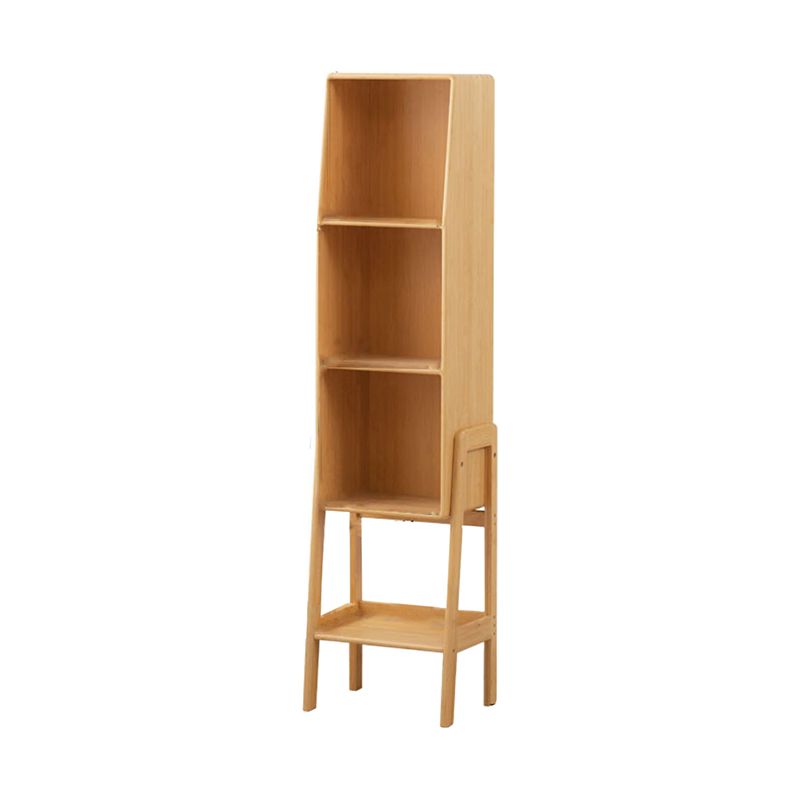 Bamboo Vertical Bookshelf Contemporary Closed Back Bookcase with Shelves