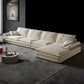 31.5"H White Faux Leather Pillow Top Arm Sofa & Chaise for Living Room