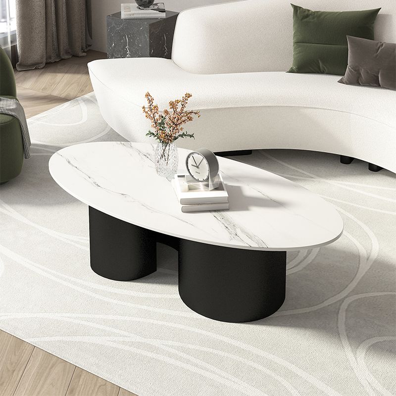 Contemporary Oval Top Coffee Table with Abstract Base Cocktail Table Clearhalo 'Coffee & Accent Tables' 'Coffee Tables' 'coffee_tables' 'furn' 'furn_coffee_tables' 'Furniture' 'Living Room Furniture' 1200x1200_7dc73585-c397-4fd6-ac60-281288de6521