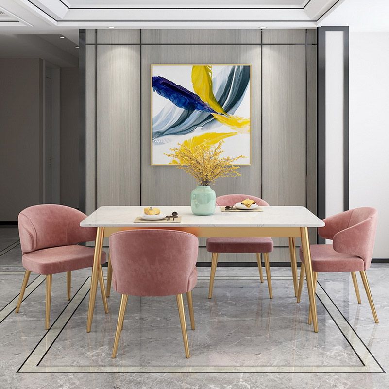Glam Stone Rectangle Dining Table Metal Legs for Dining Room Clearhalo 'Dining Tables & Seating' 'Dining Tables' 'dining_table' 'furn' 'furn_dining_table' 'Furniture' 'Kitchen & Dining Furniture' 1200x1200_7dc75c17-3baf-412f-b465-f3777addeba3