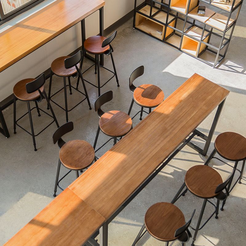 Industrial Style Bar Table Solid Wood Top Bistro Table with Trestle Base Clearhalo 'Bar Furniture' 'Bar Tables' 'bar_tables' 'furn' 'furn_bar_tables' 'Furniture' 'Kitchen & Dining Furniture' 1200x1200_7dcc2752-94f8-4420-aea7-f404dc4849dd