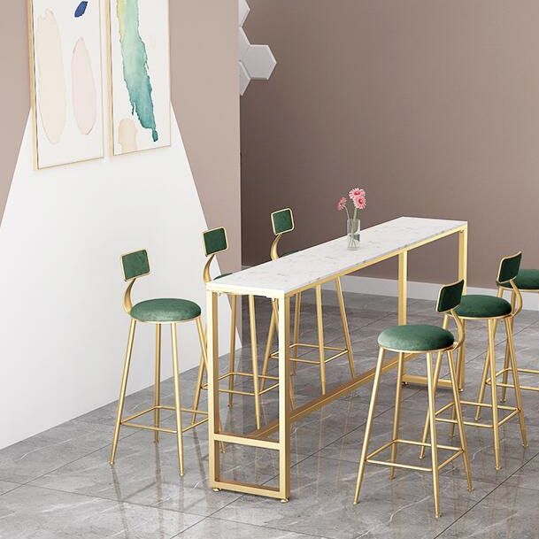 Glam Counter Table Marble Rectangle Top Trestle Table - 41.3" H Clearhalo 'Bar Furniture' 'Bar Tables' 'bar_tables' 'furn' 'furn_bar_tables' 'Furniture' 'furniture_bar_tables' 'Kitchen & Dining Furniture' 1200x1200_7dcda1a5-e0c1-4814-ab53-9f5d4a966094