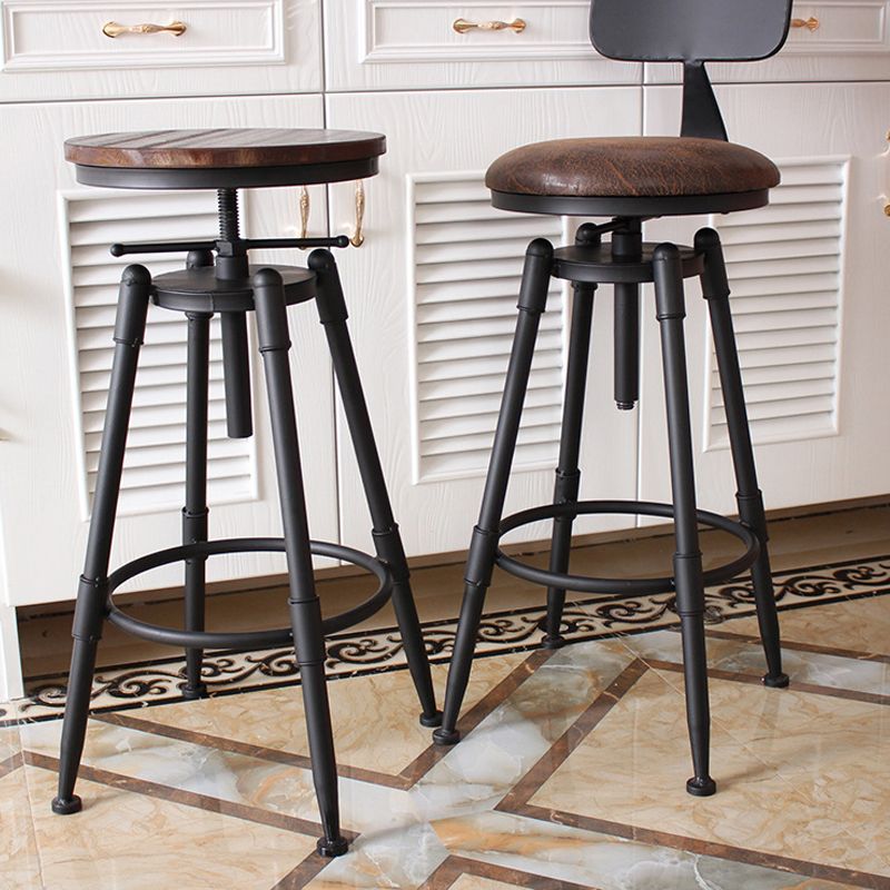 Industrial Rotatable Armless Counter Stool Iron Bar Stool with Pedal Clearhalo 'Bar Furniture' 'Bar Stools' 'bar_stools' 'furn' 'furn_bar_stools' 'Furniture' 'Kitchen & Dining Furniture' 1200x1200_7dce07c3-09a0-409a-9a36-69fc96089f03