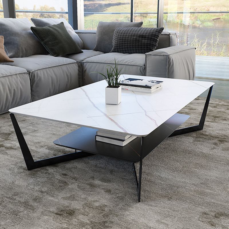 Modern Style Black Gold/white/grey/white Gold Rock Board Table with Iron Base Coffee Table Clearhalo 'Coffee & Accent Tables' 'Coffee Tables' 'coffee_tables' 'furn' 'furn_coffee_tables' 'Furniture' 'Living Room Furniture' 1200x1200_7dcf304b-bb91-41d8-80ed-8cfd6eaf0ffa