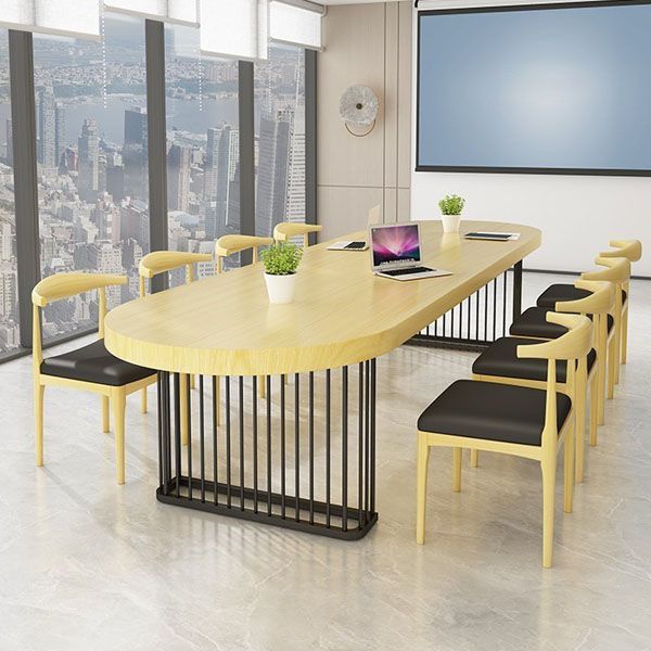 ソリッドウッドオーバルライティングデスクインダストリアルスタイルオフィスライティングデスク