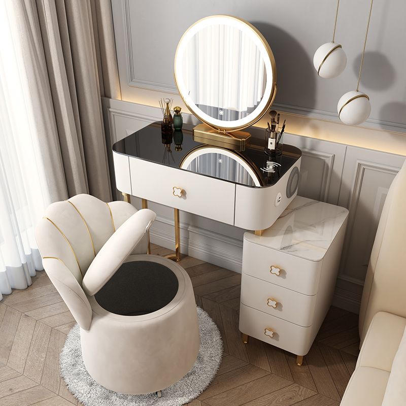 15 "幅のグラムバニティテーブルガラスブラックメイクアップバニティドロワー