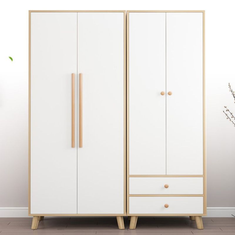 Bedroom Hinged Door Wardrobe with Wooden Legs Modern Cabinet with Clothes Rail Clearhalo 'Armoires & Wardrobes' 'armoires_wardrobes' 'Bedroom Furniture' 'furn' 'furn_armoires_wardrobes' 'Furniture' 1200x1200_7dd7027f-37a3-4fd2-bc5d-e7c3003251ce