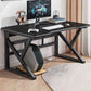 Modern Gaming Desk Antique Finish Writing Desk with Metal Legs