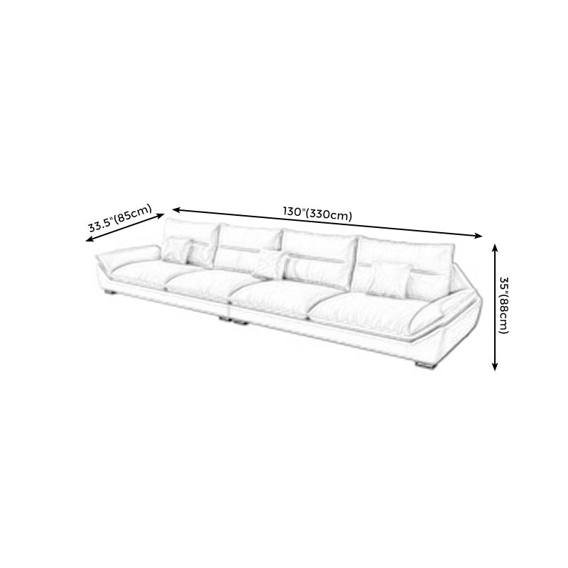 Flared Arm Beige Sectional Sofa with Chaise Pillowed Back Cushions Couch Sectional Clearhalo 'furn' 'furn_sectionals' 'Furniture' 'furniture_sectionals' 'kitchen' 'kitchen_sectionals' 'Living Room Furniture' 'Sectionals' 1200x1200_7dd7689d-b874-413c-b83c-34ffb8776566