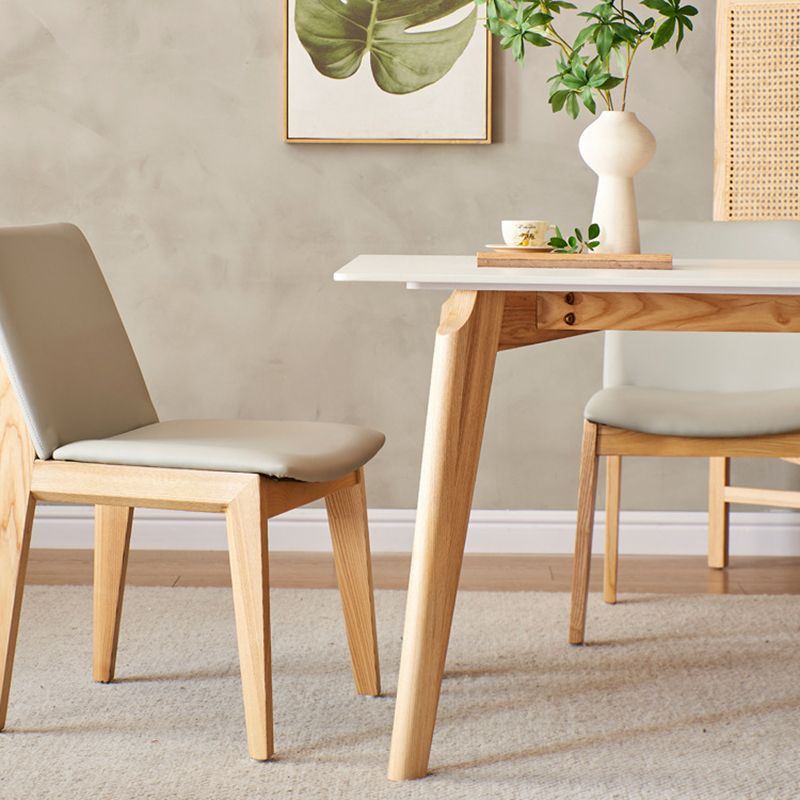 Modern Style Rectangle Table Sintered Stone Table with Wood Legs for Kitchen Clearhalo 'Dining Tables & Seating' 'Dining Tables' 'dining_table' 'furn' 'furn_dining_table' 'Furniture' 'Kitchen & Dining Furniture' 1200x1200_7dd7c24d-977c-4171-af18-b18698591979