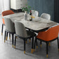 Mesa de comedor de lujo rectangular mesa de piedra sinterizada gris con 4 patas