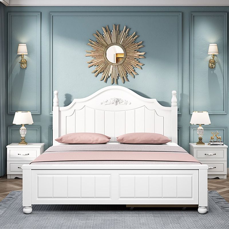 Contemporary Solid Color Slat Bed Arched Bed With Custom Wood Legs